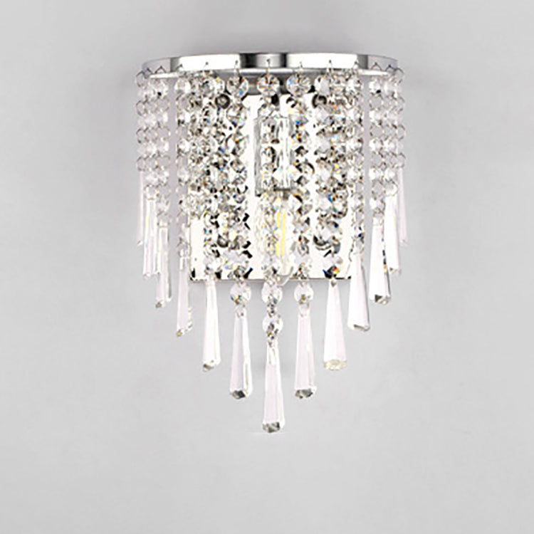 LuxeRadii Kristall Wandleuchte | Halbrunde Luxuslampe | Edelstahl & Perlen Design | 1-Licht Wandbeleuchtung