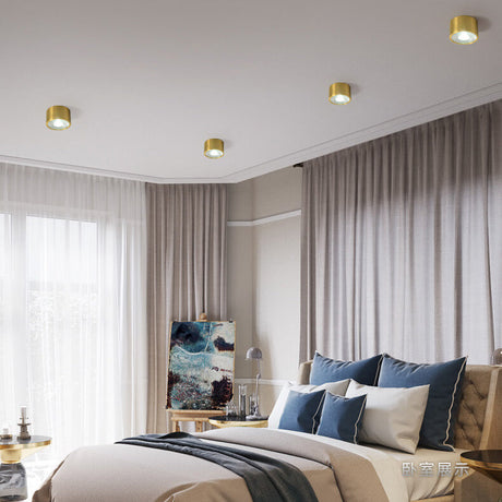 LumaBrass LED Deckenstrahler | Zylindrisches Design | Moderne Flush Mount Beleuchtung | Neutralweiß (4000K)