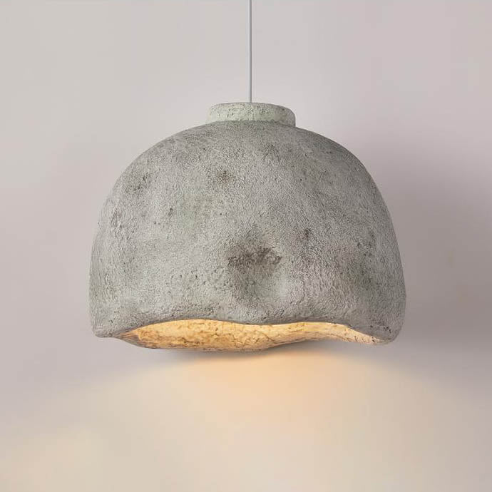 RockLume Pendelleuchte im nordischen Stil | Halbrund mit Steinstruktur | 1 Licht | Perfekt für Esszimmer