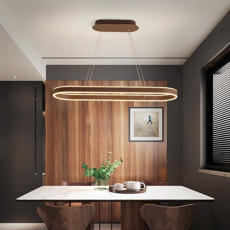 LumaOval Minimalistische LED Pendelleuchte | Ovales Aluminium-Design | Dimmbares Licht | Luxus Kronleuchter