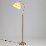 Shinrai Japanische Vintage Stehlampe | Massivholz & Eisen | Stoffschirm | 1-flammig | Dekorative Beleuchtung
