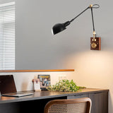 Walvora Vintage Wandlampe | Japanisches Design | Drehbar | Holz & Metall | Wandleuchte für Zuhause