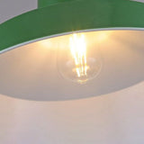 RetroDome Industrielle Vintage Pendelleuchte | Grünes Eisen-Kuppeldesign | Einzellicht | Rustikale Deckenbeleuchtung
