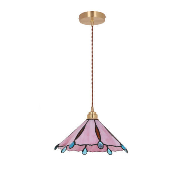 Glassoria Tiffany Pendelleuchte | Vintage Buntglas Design | Regenschirmform | Elegantes Licht für Zuhause