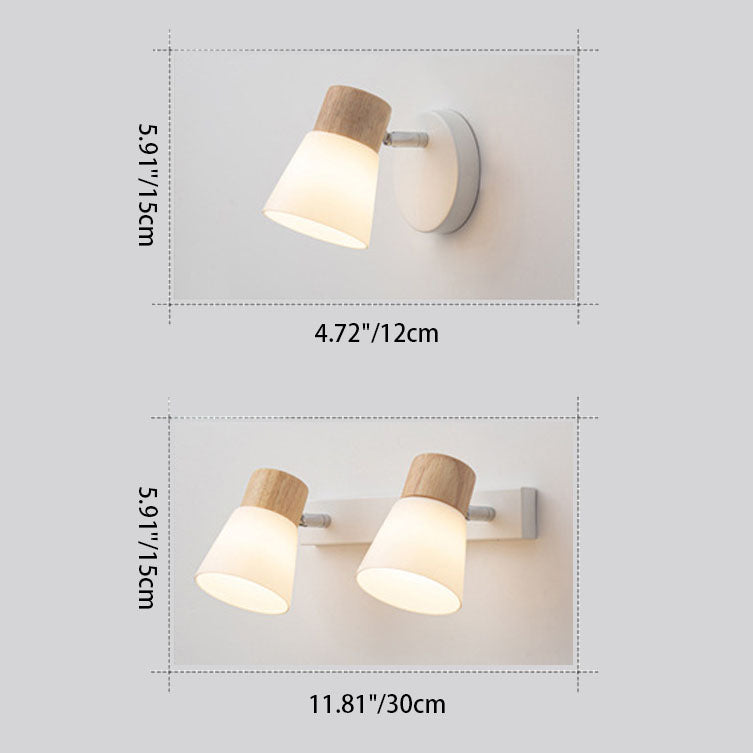 LightHorn Minimalistisches Holz Eisen Glas Wandleuchte | 1/2 Lichter | Modernes Design
