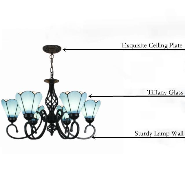 TiffanyGrande Kronleuchter | Europäisches Tiffany-Design | 3/5/6/8-Licht Hängelampe | Elegante Beleuchtung für Wohnräume