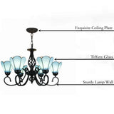 TiffanyGrande Kronleuchter | Europäisches Tiffany-Design | 3/5/6/8-Licht Hängelampe | Elegante Beleuchtung für Wohnräume