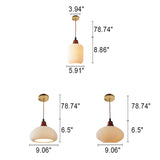 KyotoSphere Japanische Vintage Pendelleuchte | Gefaltete Keramik | Runde Holzkuppel | 1-flammig | Dekoratives Licht