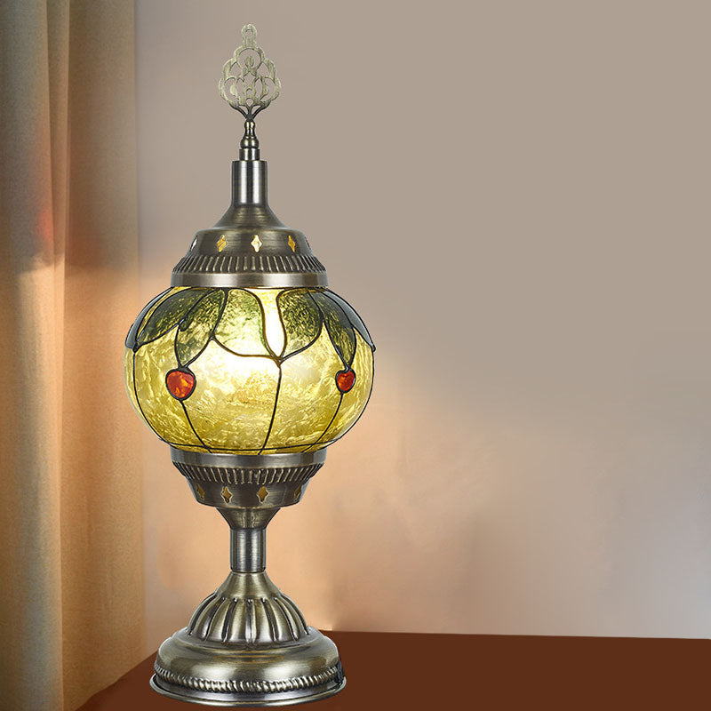 Glomera Tiffany Tischlampe | Ovales Design | Romantische Beleuchtung | Für Schlafzimmer & Wohnräume