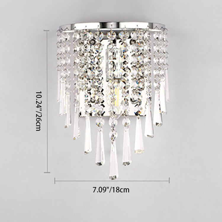 LuxeRadii Kristall Wandleuchte | Halbrunde Luxuslampe | Edelstahl & Perlen Design | 1-Licht Wandbeleuchtung