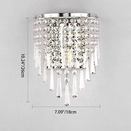 LuxeRadii Kristall Wandleuchte | Halbrunde Luxuslampe | Edelstahl & Perlen Design | 1-Licht Wandbeleuchtung