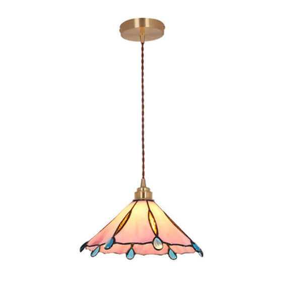 Glassoria Tiffany Pendelleuchte | Vintage Buntglas Design | Regenschirmform | Elegantes Licht für Zuhause