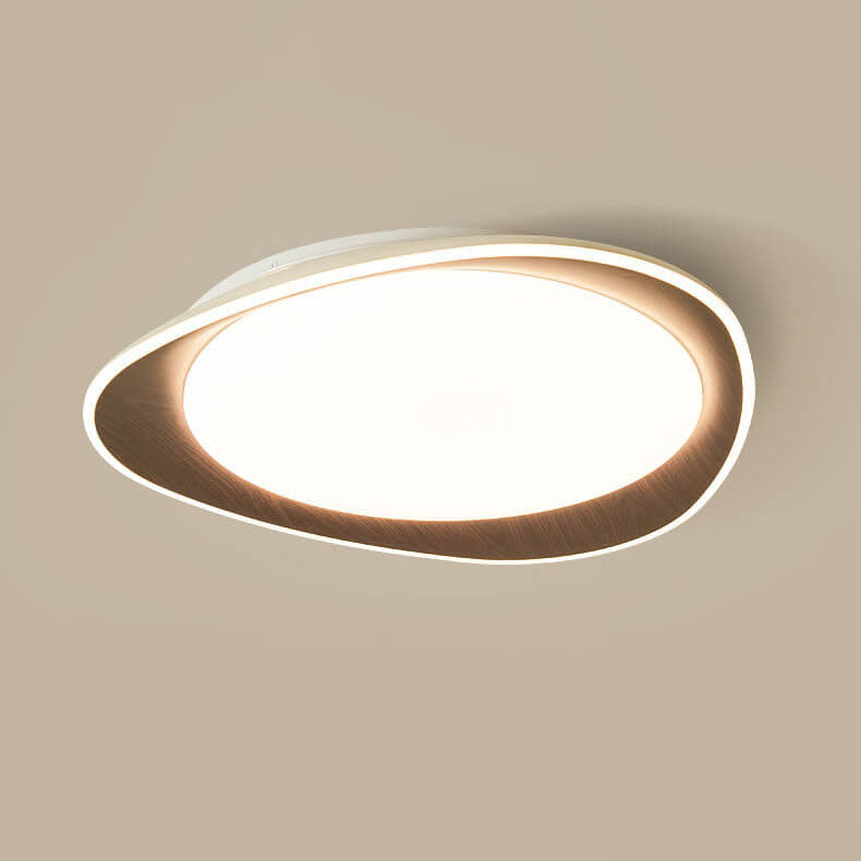 PebbleLuxe Minimalistische LED Deckenleuchte | Holzoptik | Flaches Design | Dimmbare Beleuchtung
