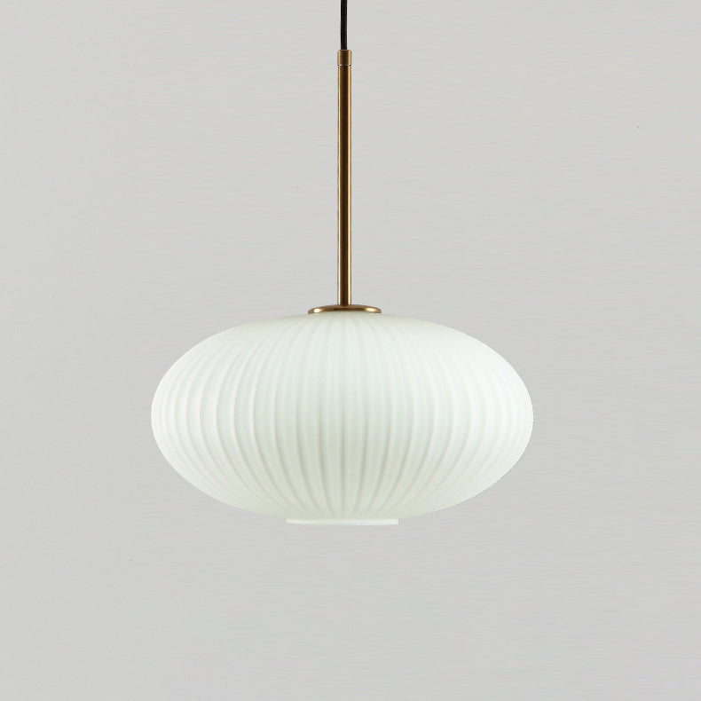 Lantoria Minimalistische Pendelleuchte | Ovaler Glasschirm | Cremefarbenes Nordic Design | 1-flammige Hängeleuchte