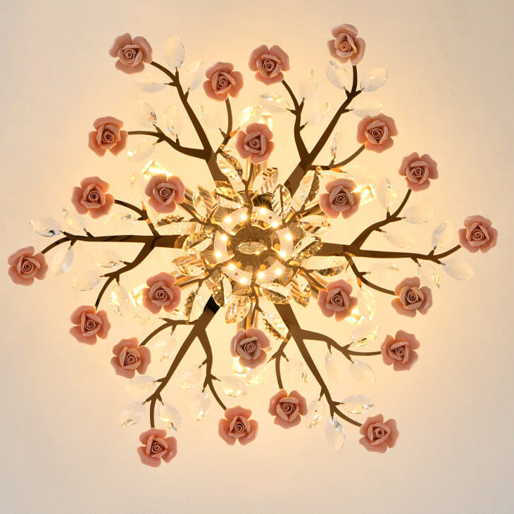LustraRose Elegance | Keramik Kristall Kronleuchter | 6/7/8-flammig | Luxuriöse Beleuchtung