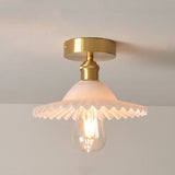 Lotuvia Japanische Vintage Deckenleuchte | Glas & Messing | Lotus Design | Semi-Flush-Mount