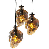 LunaVortex Skull Glas Kronleuchter | 3-Licht Design | Stilvolle Beleuchtung | Einzigartige Dekoration für Esszimmer & Wohnzimmer