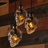 LunaVortex Skull Glas Kronleuchter | 3-Licht Design | Stilvolle Beleuchtung | Einzigartige Dekoration für Esszimmer & Wohnzimmer
