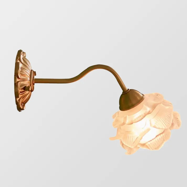 Floribella Vintage Kupfer Blume Petal Glas Wandleuchte | Elegantes Design | Stilvolle Beleuchtung für Zuhause
