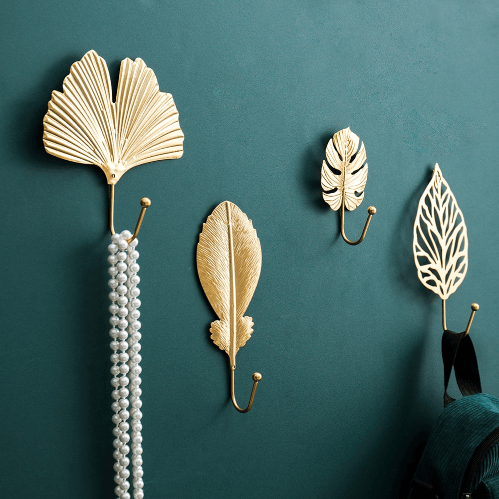 LeafLuxe Metall Wandhaken im Blätterdesign | Elegantes & Funktionales Dekor | In Gold & Blau erhältlich