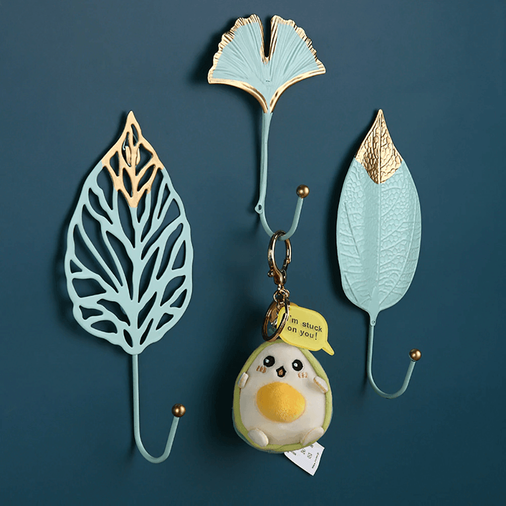 LeafLuxe Metall Wandhaken im Blätterdesign | Elegantes & Funktionales Dekor | In Gold & Blau erhältlich