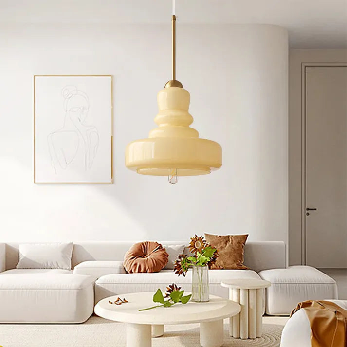 LumaForm Bauhaus Glas Pendelleuchte | Elegantes Kürbis-Design | Dimmbares Licht | Moderne Deckenleuchte