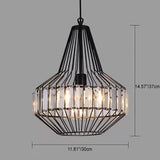 CageLuxe Vintage Pendelleuchte | Geometrisches Vogelkäfig-Design | 1-flammige Hängelampe aus Schmiedeeisen
