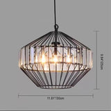CageLuxe Vintage Pendelleuchte | Geometrisches Vogelkäfig-Design | 1-flammige Hängelampe aus Schmiedeeisen