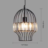 CageLuxe Vintage Pendelleuchte | Geometrisches Vogelkäfig-Design | 1-flammige Hängelampe aus Schmiedeeisen