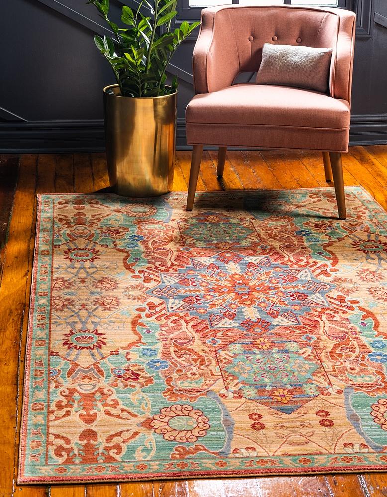 VintageElegance Premium Vintage Muster Teppich | Langlebig | Stilvoll | Vielseitig für Zuhause