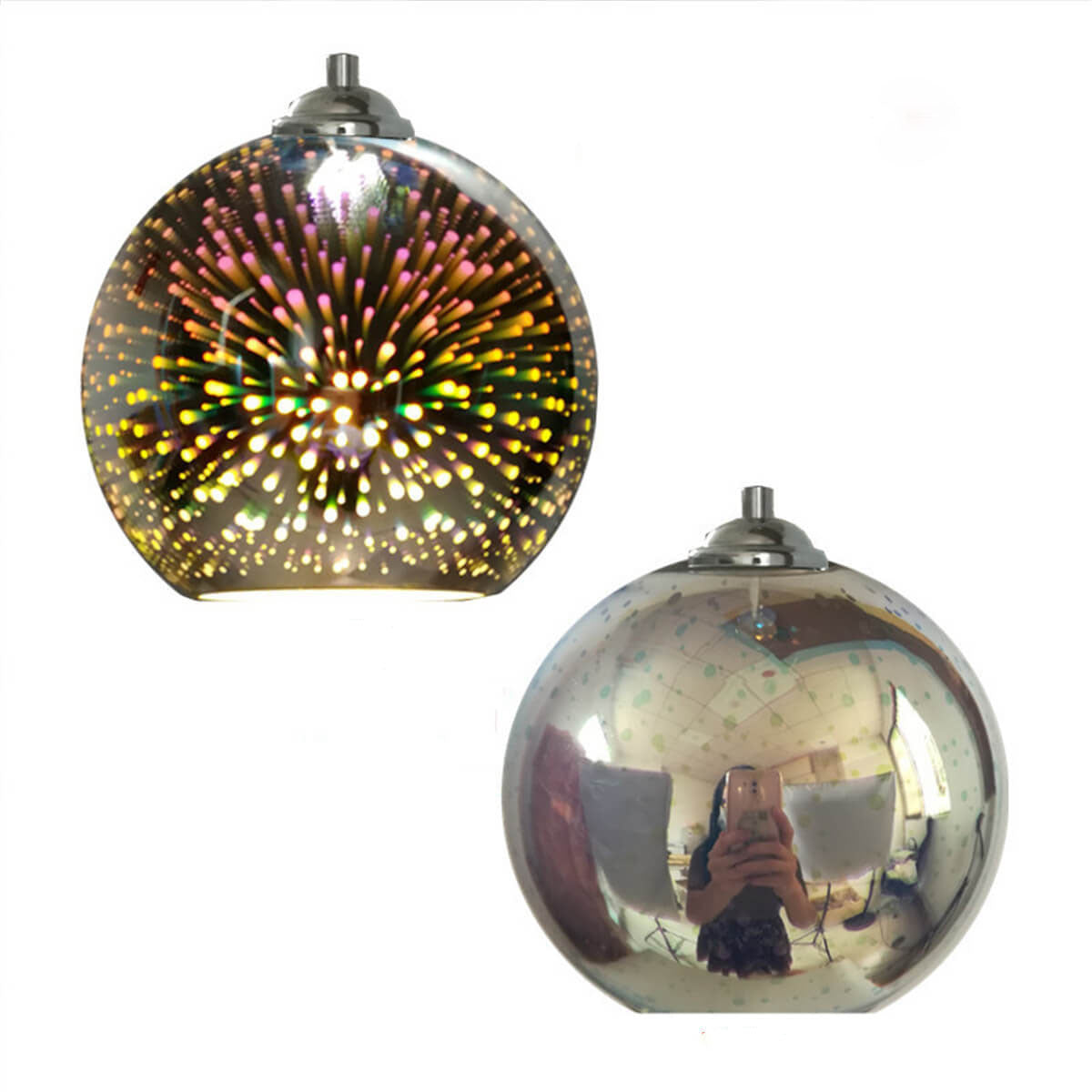 LumiSpark 3D Feuerwerk Pendelleuchte | Farbwechselndes Glas | Deko für Wohnzimmer & Esszimmer