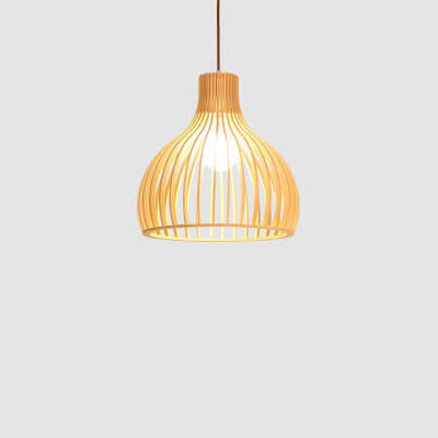 HikariWood Japanische Pendelleuchte | Modernes Holzdesign | 1-flammige LED-Hängeleuchte | Zeitlose Eleganz