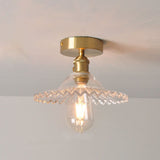 Lotuvia Japanische Vintage Deckenleuchte | Glas & Messing | Lotus Design | Semi-Flush-Mount