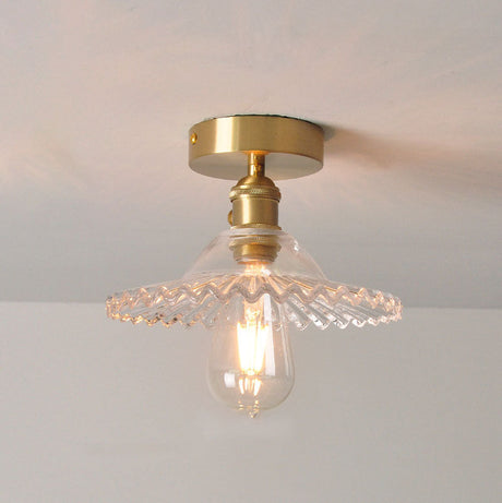 Lotuvia Japanische Vintage Deckenleuchte | Glas & Messing | Lotus Design | Semi-Flush-Mount