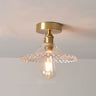 Lotuvia Japanische Vintage Deckenleuchte | Glas & Messing | Lotus Design | Semi-Flush-Mount