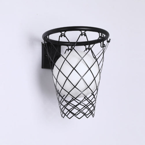 Slamora Kinder Wandleuchte | Basketballkorb Design | Glas & Metall | Art Déco Stil | Schlafzimmerlicht