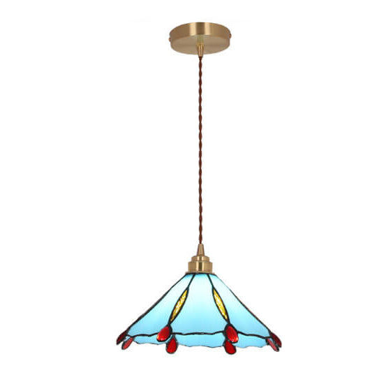 Glassoria Tiffany Pendelleuchte | Vintage Buntglas Design | Regenschirmform | Elegantes Licht für Zuhause