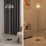 AuroraDome Nordic Vintage Acryl LED Stehlampe | Klarer Kuppelschirm | 3 Lichtfarben | Elegantes Design für Wohnräume