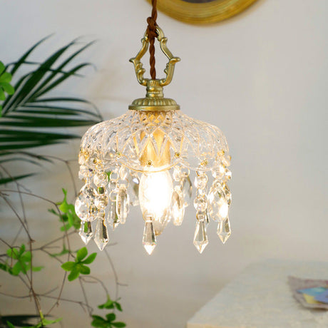 LumiFlora Vintage Kristall Pendelleuchte | Blumendekor | 1-Licht | Verschiedene Größen | Elegante Beleuchtung