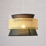 RyukuGlow Rattan Hängeleuchte | Japanisches Trommeldesign | Natürliche Eleganz | Ideal für Esszimmer & Wohnzimmer
