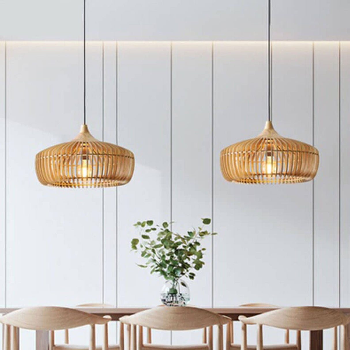 Lumivaro Nordic Vintage Pendelleuchte | Holzkuppel Design | 1-Licht Hängelampe | Perfekt für Esszimmer & Wohnzimmer