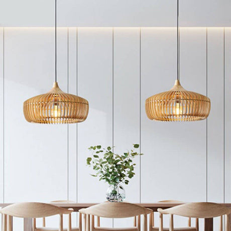 Lumivaro Nordic Vintage Pendelleuchte | Holzkuppel Design | 1-Licht Hängelampe | Perfekt für Esszimmer & Wohnzimmer