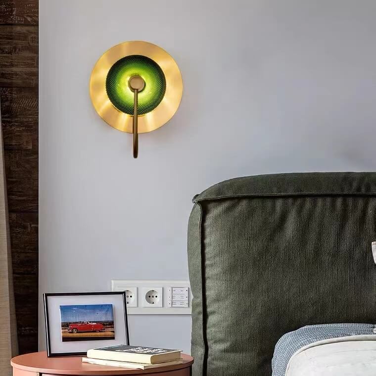 HaloDisc Skandinavische Wandleuchte | Rundes Eisen- und Glasdesign | Minimalistisch | Für Wohnzimmer & Schlafzimmer