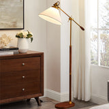 LumoShade Vintage Nordic Design Stehlampe | Stoffschirm | Holz & Metall | Stimmungslicht | Deko für Wohnzimmer & Schlafzimmer