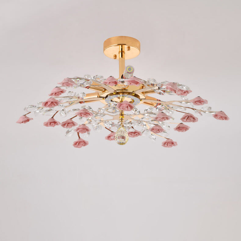 LustraRose Elegance | Keramik Kristall Kronleuchter | 6/7/8-flammig | Luxuriöse Beleuchtung