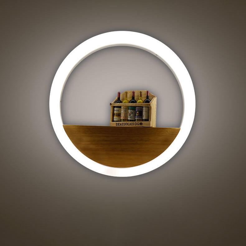 Lumoshelf LED Wandleuchte | Massivholz mit Ablage | Runde Wandlampe | Warm- & Weißlicht