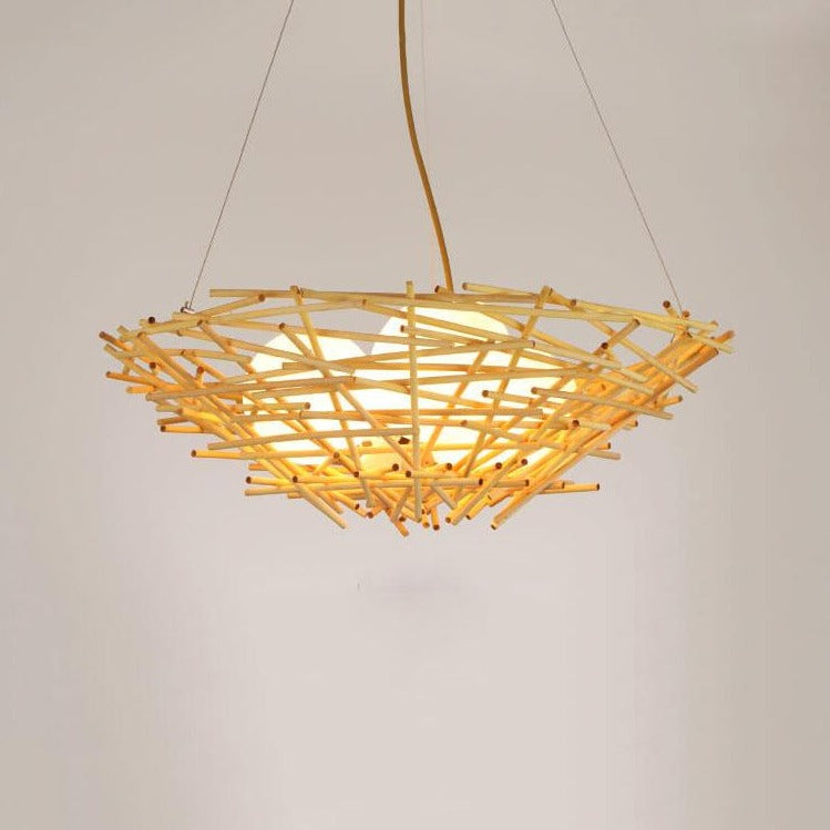 RavaNest Rattan Kronleuchter | Handgewebtes Design | 2- oder 3-flammig | Natürliche Eleganz | Hängeleuchte