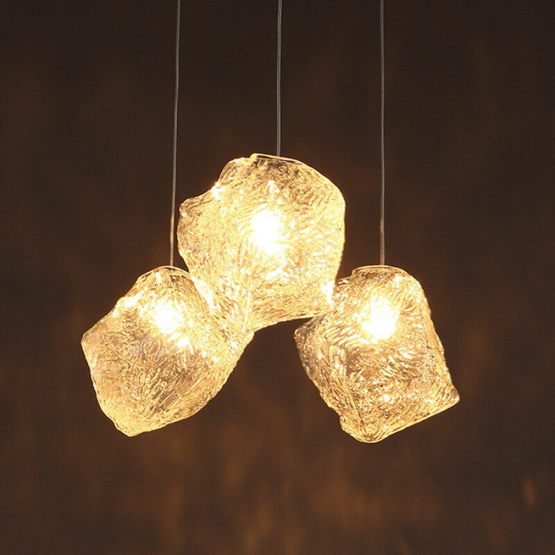IceLume Nordic Pendelleuchte | Kreatives Eiswürfel-Glasdesign | 1-flammige Hängeleuchte | Moderne Eleganz