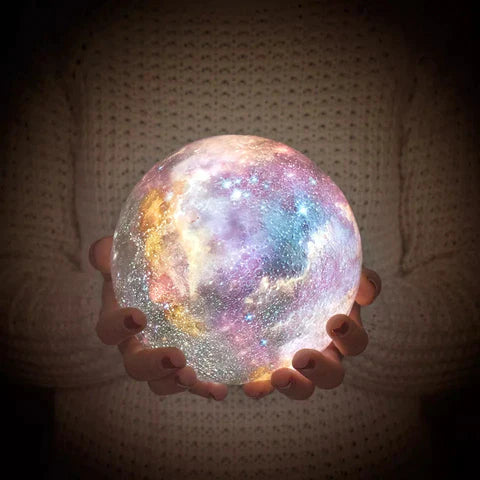 CelestiGlow Galaxy Moon Lamp | 3D-Druck LED Mondlampe  | Farbwechsel | Touch & USB-Aufladung | Stimmungslicht für Zuhause