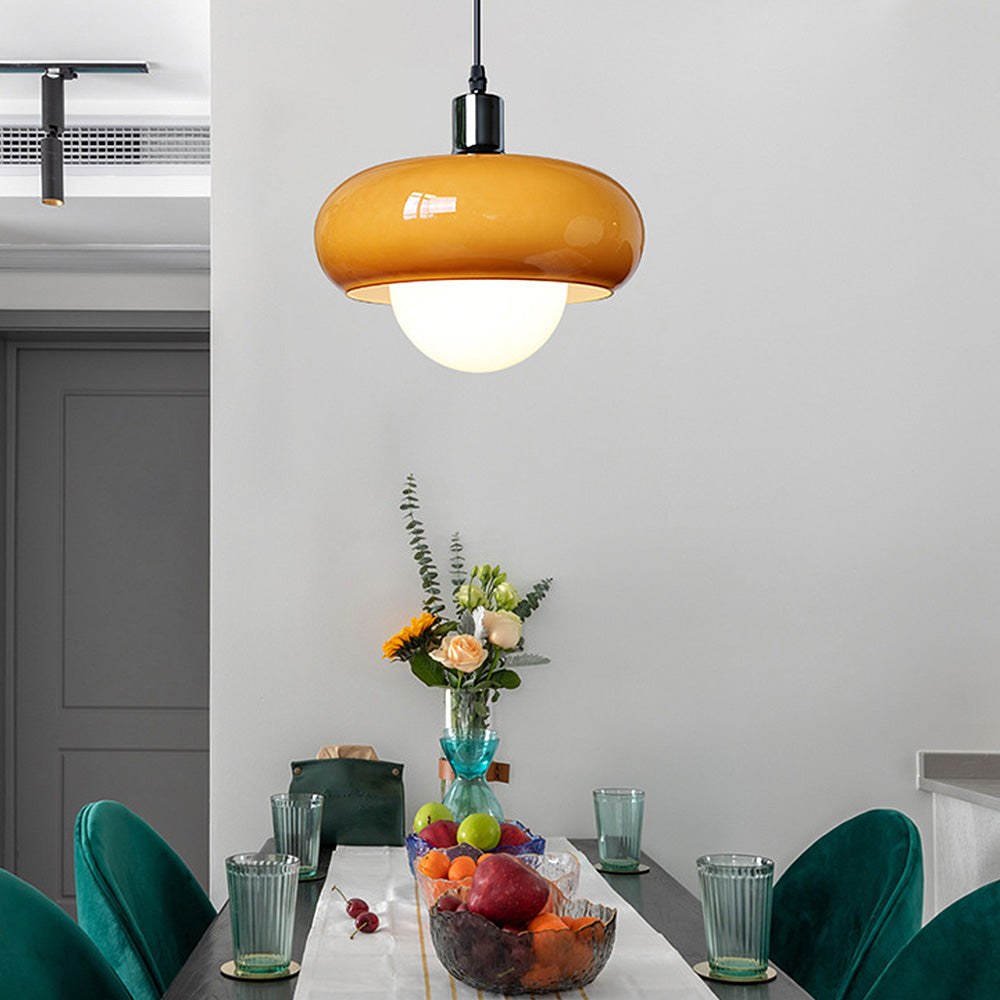 CaffeLume Bauhaus Glas Pendelleuchte | LED Hängelampe | Elegantes Design | Beleuchtung für Esszimmer